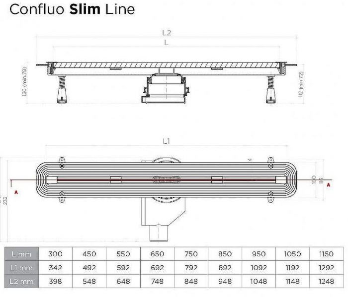Душевой лоток Pestan Confluo Slim Line 950+ 13000303 с решеткой Хром матовый