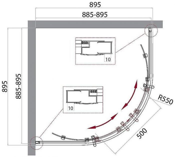 Душевой уголок BelBagno Uno 90х90 UNO-195-R-2-90-P-Cr профиль Хром стекло рифленое