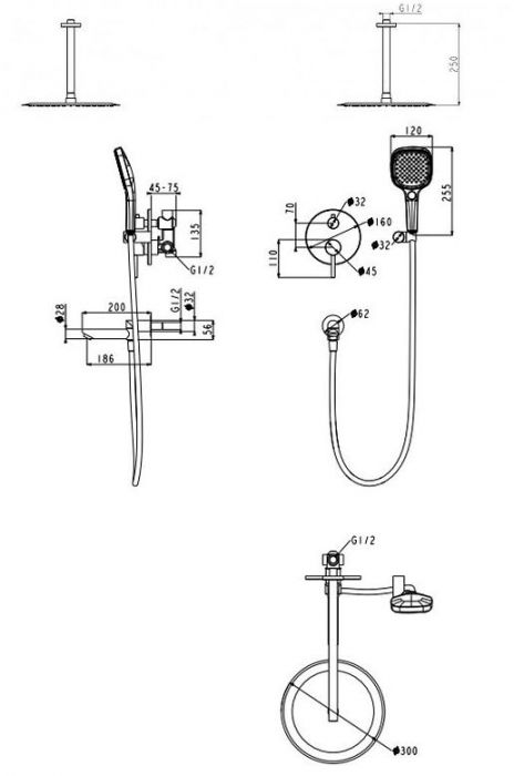 Душевая система FILARETE Roun FL1027MG цвет Золото матовое