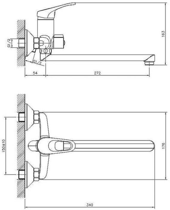 Смеситель для ванны Decoroom DR21043 универсальный Хром