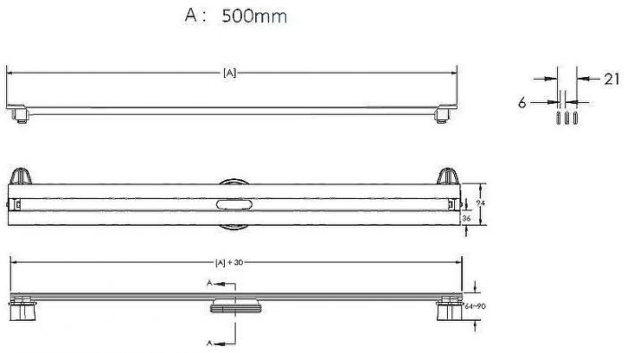 Душевой лоток Berges Super Slim 500 090178 с решеткой Хром матовый