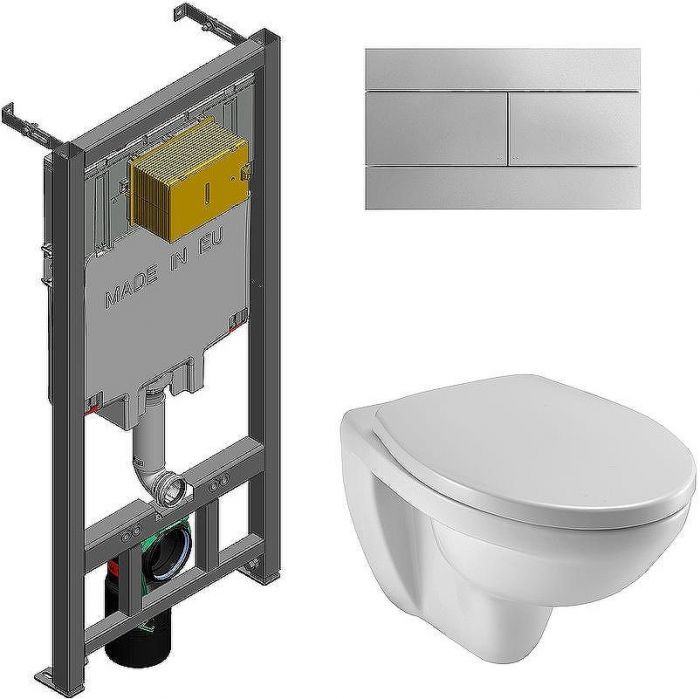 Комплект унитаза с инсталляцией Jacob Delafon Patio E21739RU-00 с сиденьем Микролифт и клавишей смыва Хром