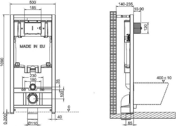 Комплект унитаза с инсталляцией Jacob Delafon Patio E21739RU-00 с сиденьем Микролифт и клавишей смыва Хром