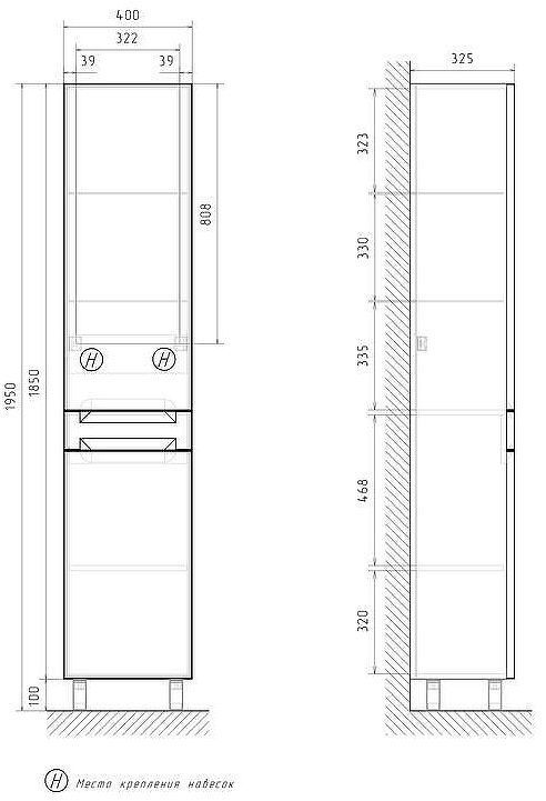 Шкаф пенал Equil Corner 40 pnCRNR40-06 цвет Белый