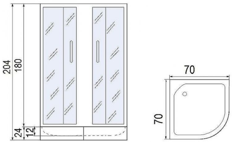 Душевой уголок Мономах ДУ 70x70 МЗ BL 10000008596 профиль Черный матовый стекло прозрачное с рисунком