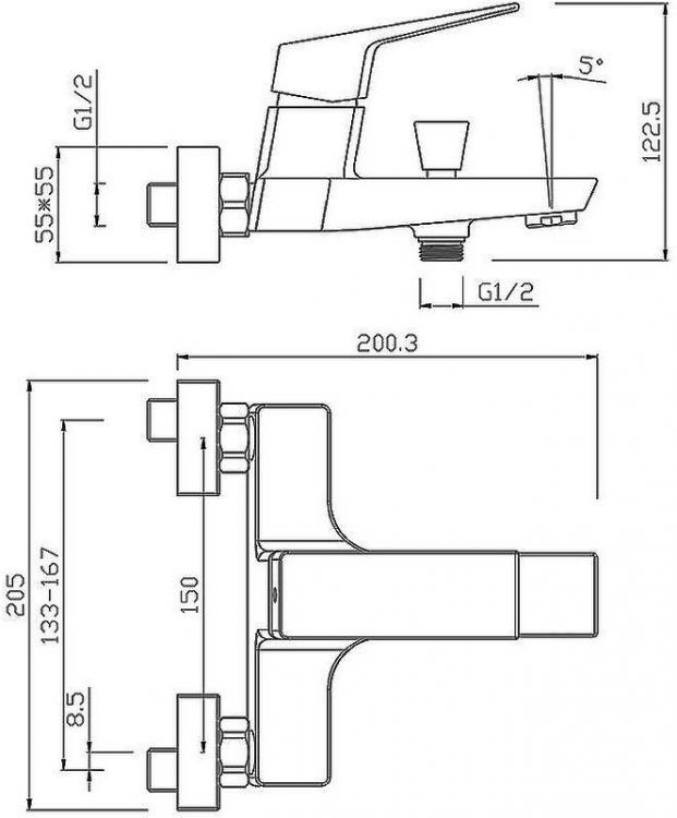 Смеситель для ванны Paini Torre 98YO111 Черный матовый Смеситель для ванны Paini Torre 98YO111 Черный матовый