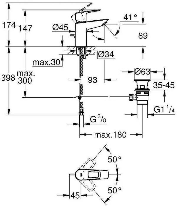 Смеситель для раковины Grohe BauLoop 23335001 Хром
