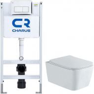 Комплект унитаза Aquatek Либра New AQ1148N-00 с инсталляцией Charus City CR.200.21.01 с сиденьем Микролифт и клавишей смыва Хром глянцевый