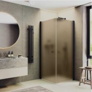 Душевой уголок Maybah Glass MGY-1298-6 800x800x1980 на монопетлях Черный стекло бронзовое матовое