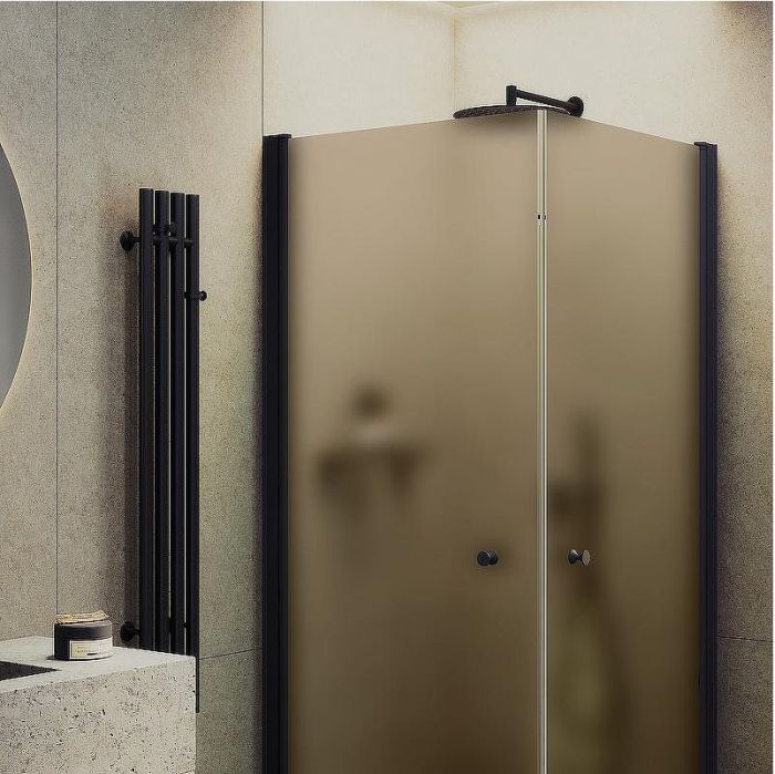 Душевой уголок Maybah Glass MGY-1298-6 800x800x1980 на монопетлях Черный стекло бронзовое матовое