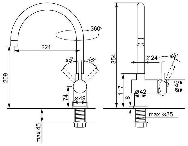 Смеситель для кухни Ulgran Classic U-021-310 цвет Серый