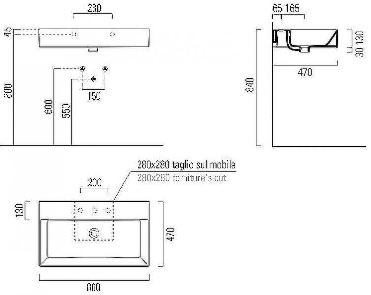 Раковина GSI Kube X 80 9422011 Белая