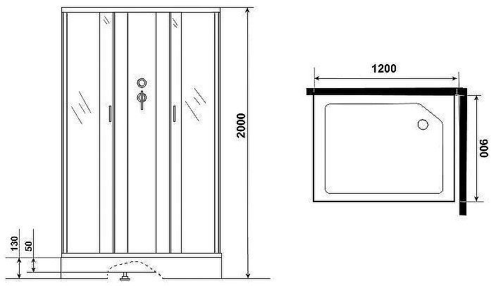 Душевая кабина Niagara Classic 120х90 NG-43295-14QBK без гидромассажа
