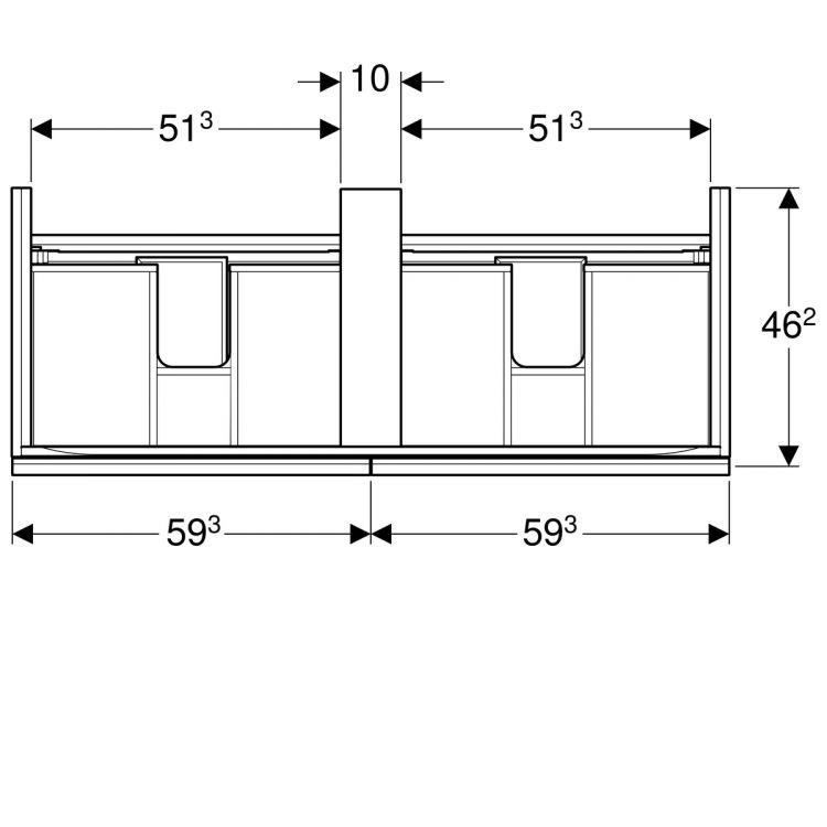 Шкафчик для двойной раковины Geberit Acanto, 119x48, черный [500.613.16.1]