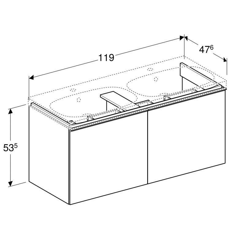 Шкафчик для двойной раковины Geberit Acanto, 119x48, черный [500.613.16.1]