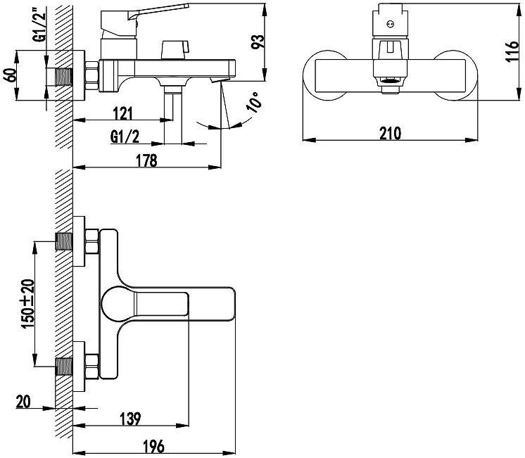 Смеситель для ванны AWP Aurel S0614C цвет Хром