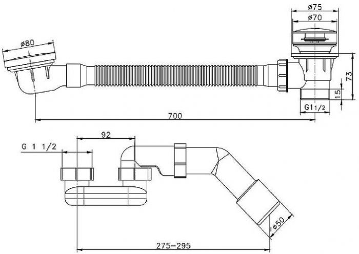 Слив-перелив Raglo R600.31.09 click-clack цвет Графит