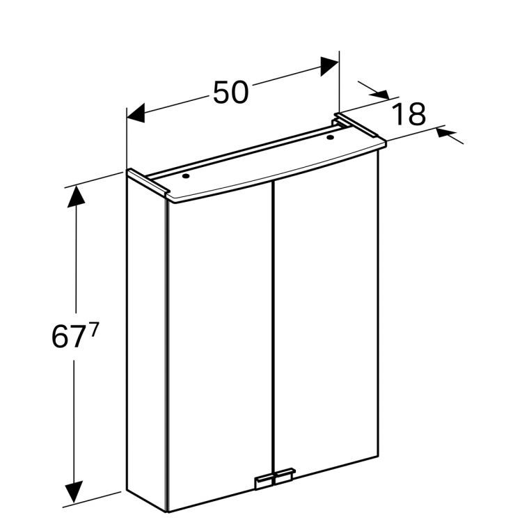 Зеркальный шкафчик Geberit Option BASIC с подсветкой 50х67.5х14 [500.257.00.1]