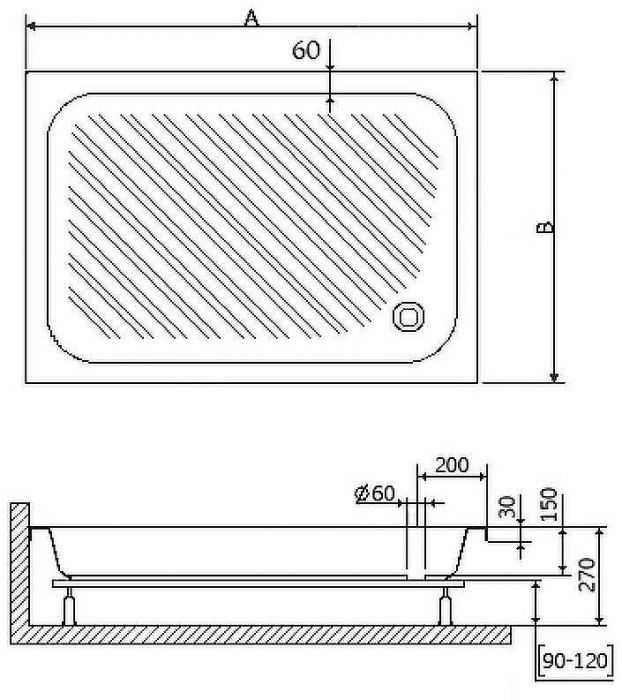 Акриловый поддон для душа RGW Acrylic B/CL-S 100x90 16180290-51 Белый