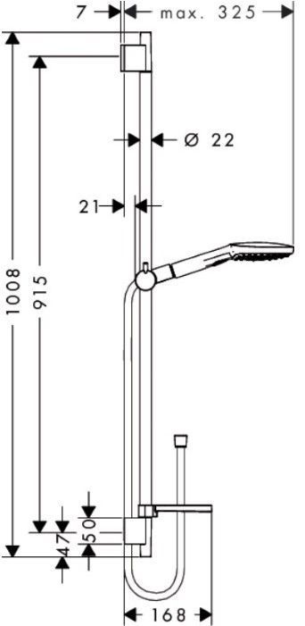 Hansgrohe Raindance Select E Душевой набор: штанга 90см., ручной душ 120, 3jet (Rain, RainAir, WhirlAir), мыльница, шланг, цвет: хром