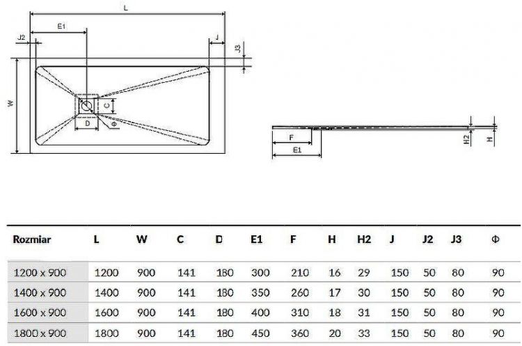 Душевой поддон из искусственного камня Excellent Arda 160x90 BREX.1503.160.090.CAN Капучино