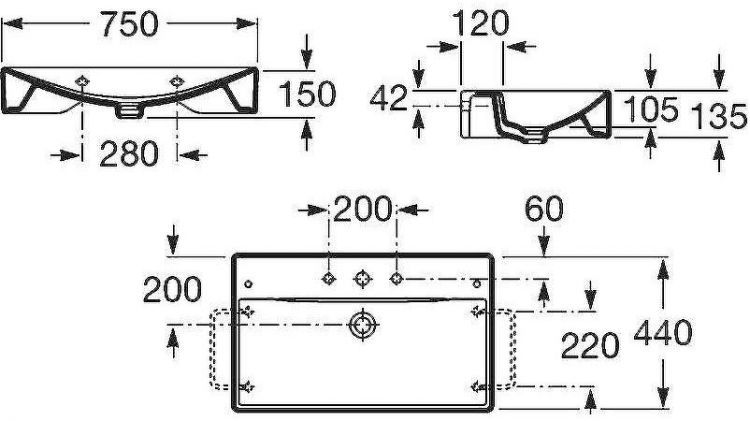 Раковина Roca Diverta 75 327110000 Белая Раковина Roca Diverta 75 327110000 Белая