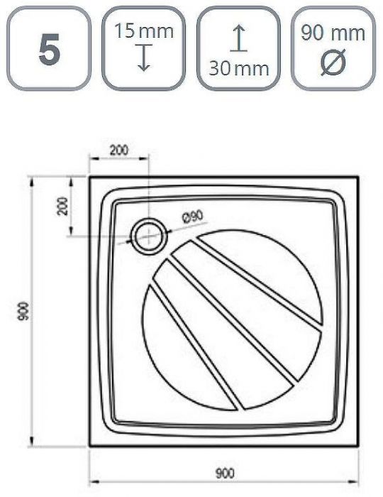 Душевой поддон из искусственного камня Ravak Perseus Pro 90х90 XA037701010BM Черный матовый