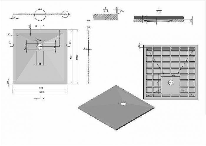 Душевой поддон из искусственного камня Vincea 100x100 VST-4SR1010W+Vsph-D132 Белый матовый