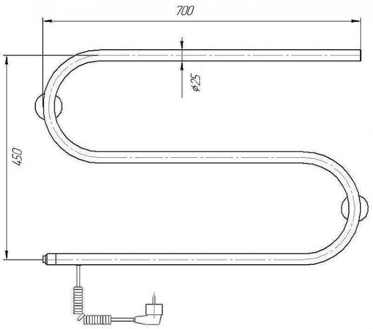 Электрический полотенцесушитель Domoterm S-образный DMT 112 42x70 EK L Хром Электрический полотенцесушитель Domoterm S-образный DMT 112 42x70 EK L Хром