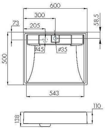 Раковина Aquaton Рейн 60 1A72103KRW210 на стиральную машину Графит