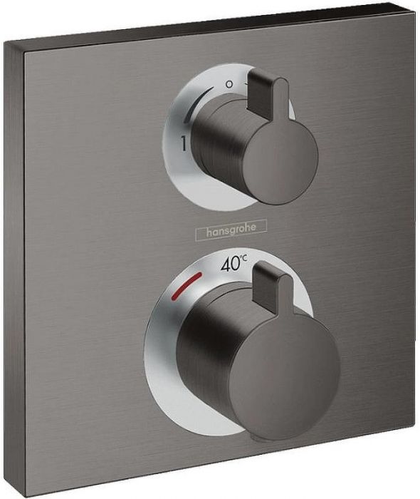 Смеситель для душа Hansgrohe Ecostat Square 15714340 с термостатом Черный шлифованный Хром