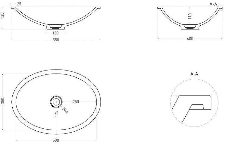 Раковина Salini Marea 11 55 1802211M Белая матовая