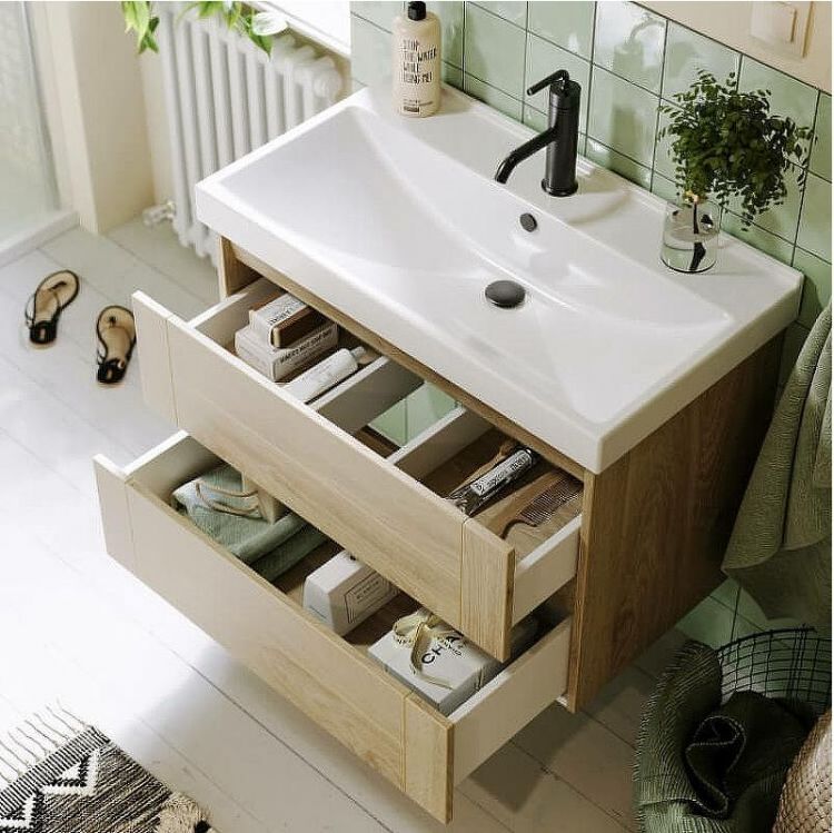 Тумба под раковину Aqwella Astrid 80 AST0108DD подвесная Дуб Давос