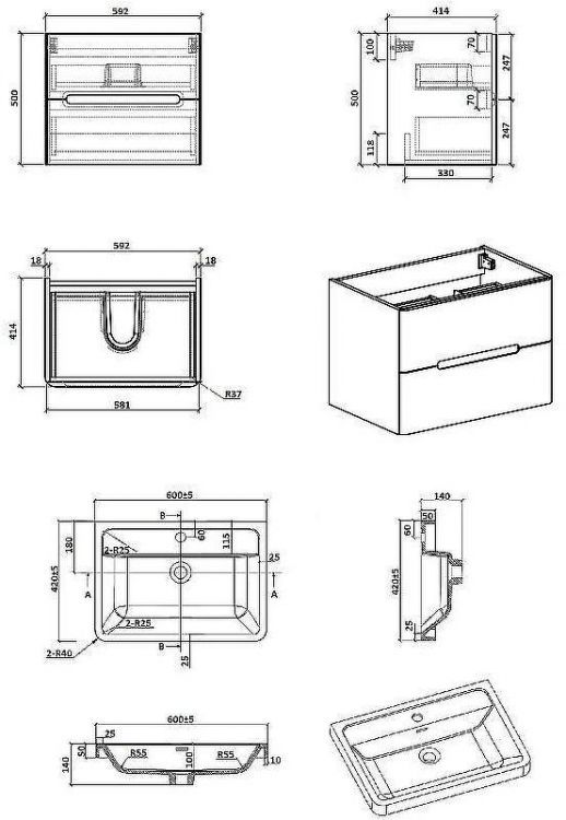 Тумба с раковиной Parly Spa River 60 River60 10102 подвесная Лилейно-белая Тумба с раковиной Parly Spa River 60 River60 10102 подвесная Лилейно-белая