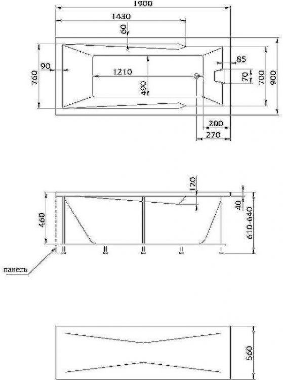 Акриловая ванна Creto Regia 190х90 12-19090 без гидромассажа