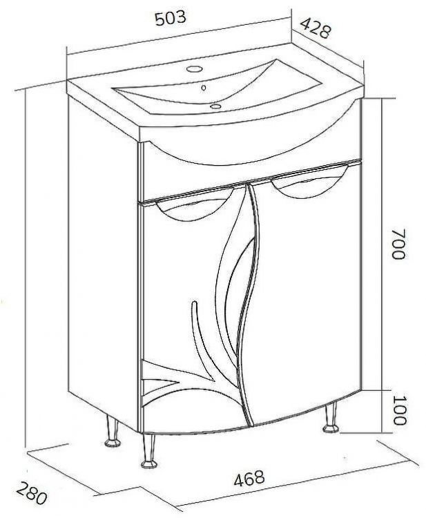 Тумба под раковину Volna Adel 50.2D tnADEL50.2D-01 Белая