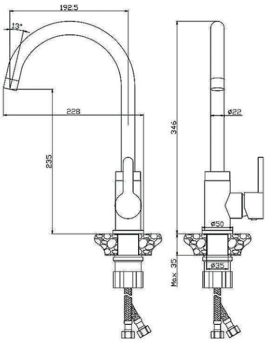 Смеситель для кухни Olive's Torres 17430TRB Черный матовый