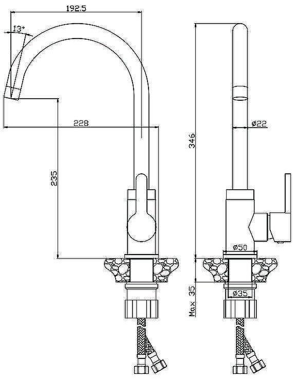 Смеситель для кухни Olive's Torres 17430TRB Черный матовый Смеситель для кухни Olive's Torres 17430TRB Черный матовый