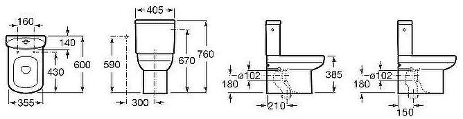Унитаз компакт Roca Dama Senso Compacto 342518000 без бачка и сиденья