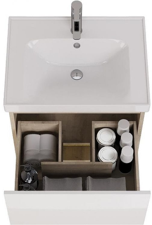 Тумба под раковину Dreja Perfecto 60 99.0811 подвесная Дуб эврика Белый