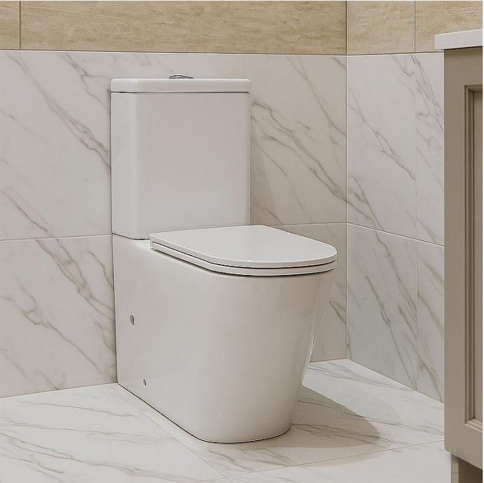 Унитаз компакт Azario Quadro AZ-2175 Белый с бачком и сиденьем Микролифт