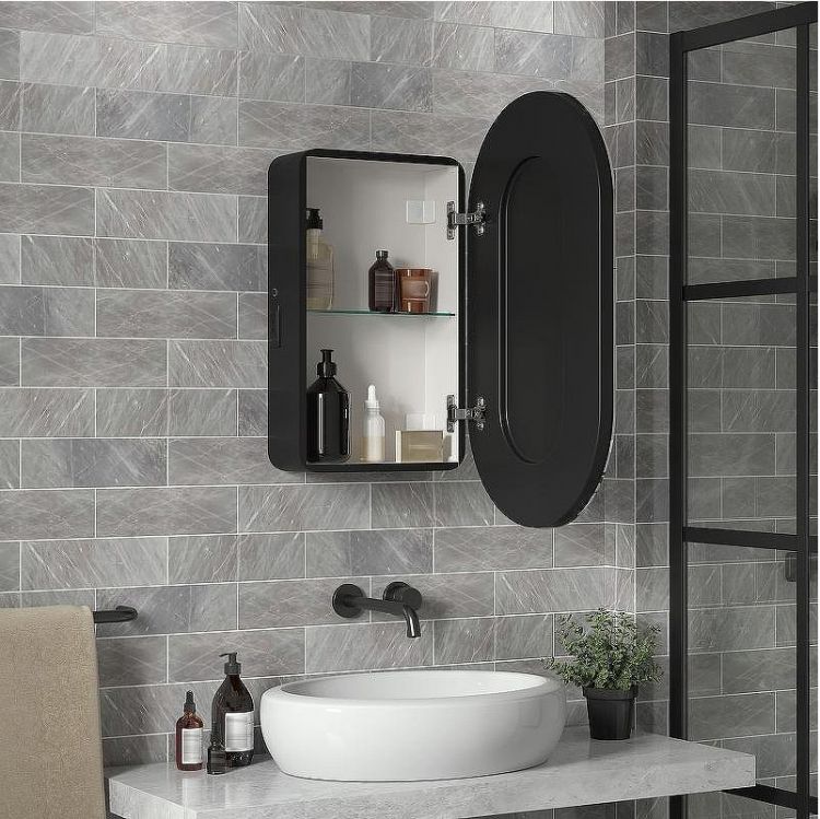 Зеркальный шкаф Reflexion Black 450х800 RF2003BL с подсветкой Черный матовый