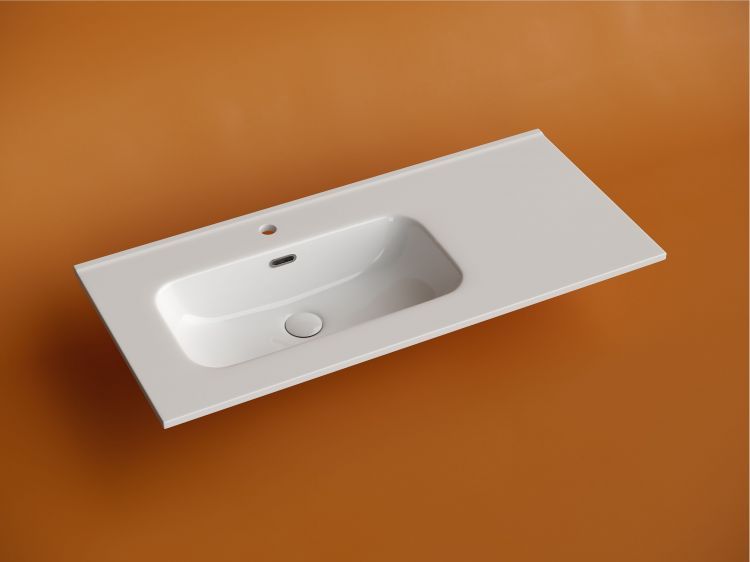 Раковина накладная SANCOS мебельная Element, чаша слева, с отверстием под смеситель, 1010x465x180 мм, цвет белый, CN7003L Раковина накладная SANCOS мебельная Element, чаша слева, с отверстием под смеситель, 1010x465x180 мм, цвет белый, CN7003L