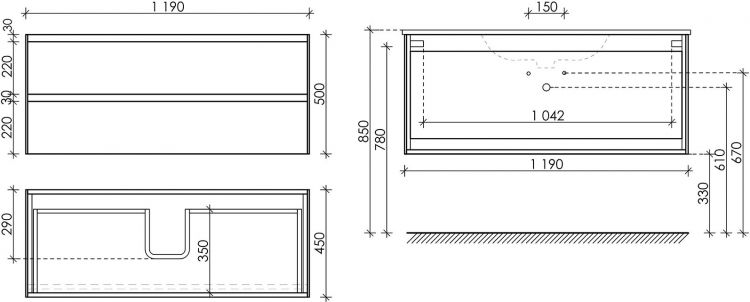 Тумба подвесная SANCOS под раковину Cento, белый глянец 1190х450х500, CN120-1W