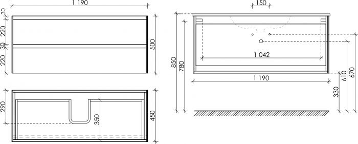 Тумба подвесная SANCOS под раковину Cento, белый глянец 1190х450х500, CN120-1W
