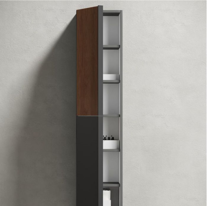 Шкаф-пенал SANCOS Delta подвесной, Дуб красный/графит 350х300х1600, PDL35GR