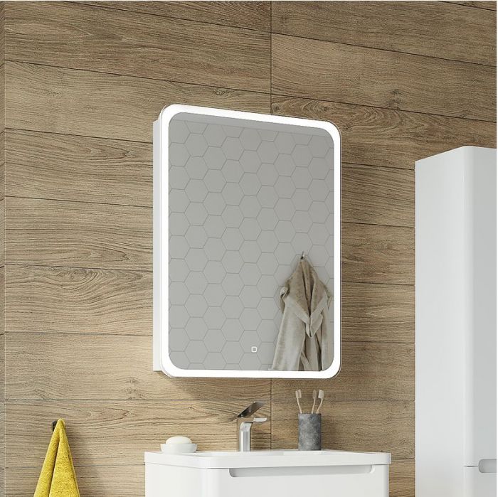 Зеркальный шкаф STWORKI Монтре 50 L Мон.03.50/W/L с подсветкой цвет Белый