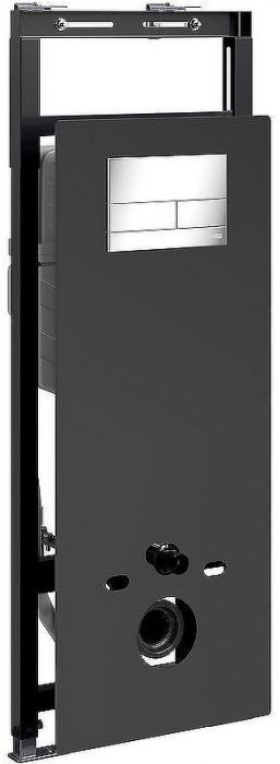 Инсталляция WasserKRAFT Salm 27TLT.010.ME.BL.CH04 для унитаза Черное стекло с клавишей смыва Хром