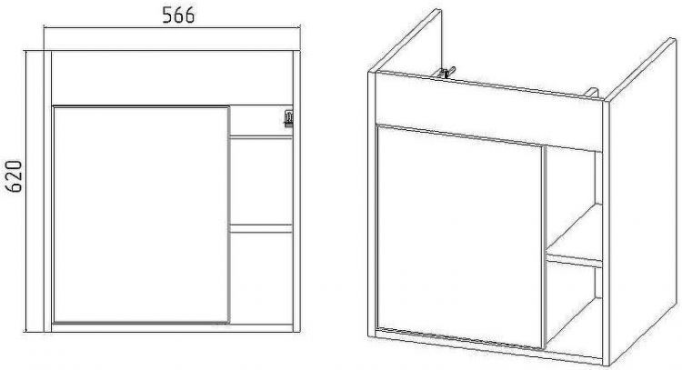 Тумба под раковину VIANT Бостон 60 VBOS60COG-T1STP подвесная Графит матовый Дуб Вотан