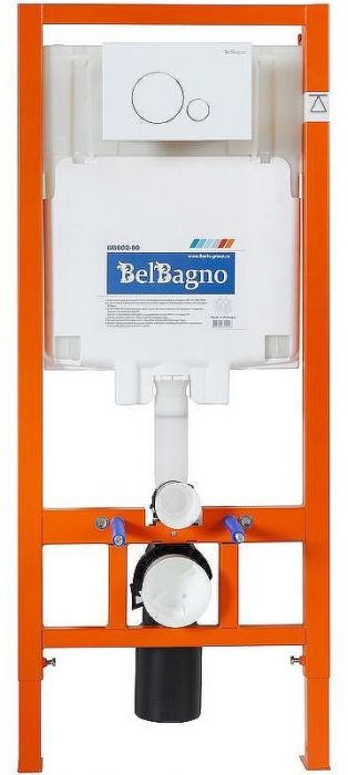Комплект унитаза с инсталляцией BelBagno Due BB3103CHR/SC/BB002-80/BB014-SR-BIANCO с сиденьем Микролифт и Белой клавишей смыва